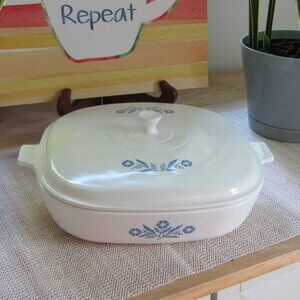 Rare Corning Ware Blue Cornflower Casserole Dish B-33 with Matching Lid 1958-59